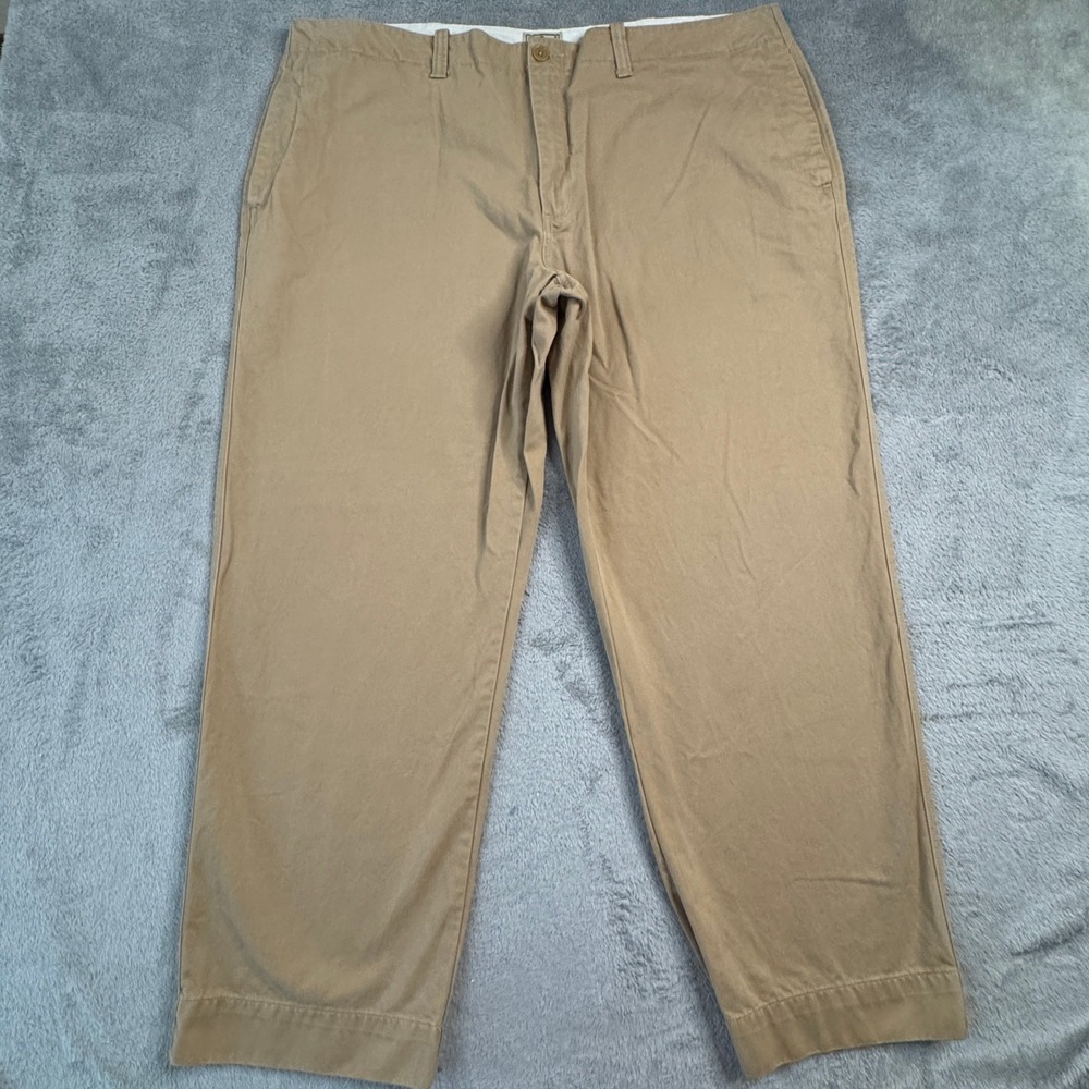 LL Bean Mens Khaki Chino Pants‎ 44x30 Cotton Twill Flat Front Straight Leg Tan